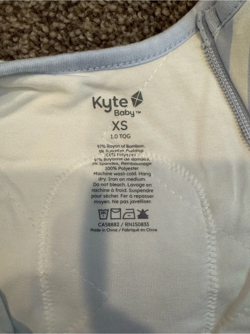 Kyte Baby Blue and White Striped Sleep Bag Swaddler